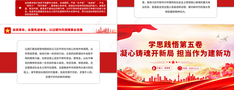 简洁风学思践悟第五卷凝心铸魂开新局担当作为建新功PPT党课