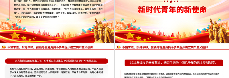 党政风全党同志的模范PPT纪念苏兆征同志诞辰140周年课件