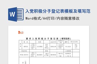 2021年入党积极分子登记表模板及填写范