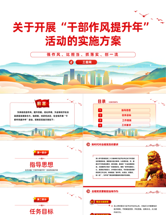 2023关于开展“干部作风提升年”活动的实施方案PPT优质实用强作风比担当抓落实创一流课件