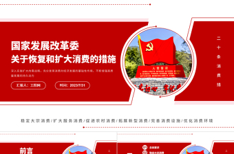 关于恢复和扩大消费的措施PPT党政风创意深入实施扩大内需战略充分发挥消费对经济发展的基础性作用课件