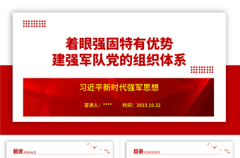 2023建强人民军队党的组织体系ppt红色极简风习近平新时代强军思想党员干部培训学习党课课件