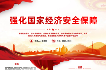 确保国家经济安全PPT精美简约增强忧患意识坚持底线思维坚持统筹发展和安全推动高质量发展和高水平安全良性互动课件