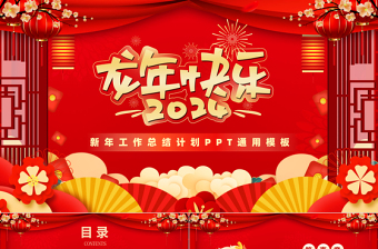 新年计划工作总结红色喜庆灯笼装饰企业公司PPT模板
