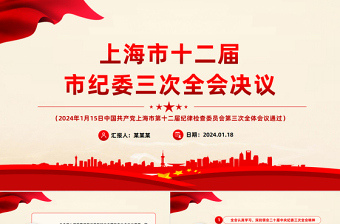精美大气2024年上海市十二届市纪委三次全会决议纪检监察党课PPT下载