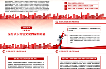 新时代弘扬红色文化PPT大气风学习教育党课课件模板