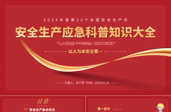 2024安全生产应急科普知识大全PPT大气实用以人为本安全第—安全科普课件