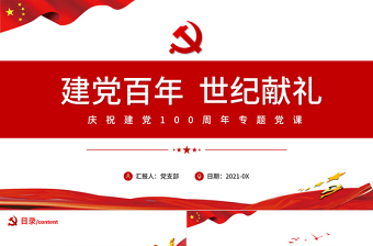 2021建党百年世纪献礼PPT党政风鎏金风百年荣光高歌奋进新时代七一党课PPT