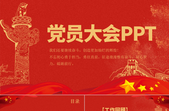 2022党员大会年终工作总结PPT党政风党支部党组织年终党员大会专题课件模板