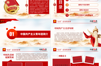 百年光辉历程中国共青团团史PPT党政风精品庆祝共青团团史100周年专题党课PPT模板下载
