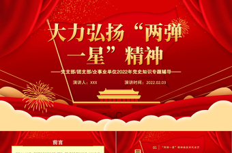 大力弘扬“两弹一星”精神PPT党政风党支部2022年党史知识专题辅导课件模板