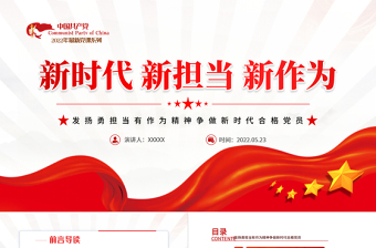 新时代新担当新作为PPT精美党政风发扬勇担当有作为精神争做新时代合格党员微党课PPT模板