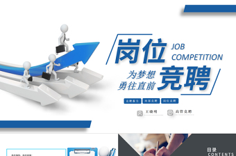 2022岗位竞聘报告PPT蓝色精美为梦想勇往直前实用型面试求职内部竞聘汇报模板