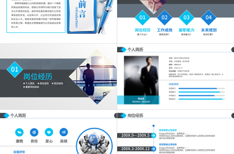 2022岗位竞聘报告PPT蓝色精美为梦想勇往直前实用型面试求职内部竞聘汇报模板