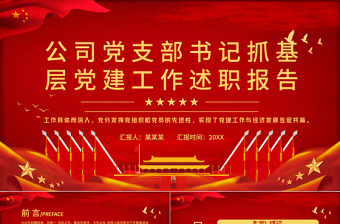 党支部书记抓基层党建工作述职报告PPT党政风公司党支部书记专题党课PPT