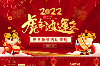 2022虎年鸿运来PPT红色喜庆庆元旦迎新年元旦晚会活动策划方案模板