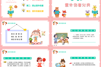 2021幼儿园意外伤害防范与处理PPT清新多彩儿童安全培训课件