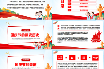 卡通创意爱我中华喜迎国庆75周年庆典主题班会动态PPT