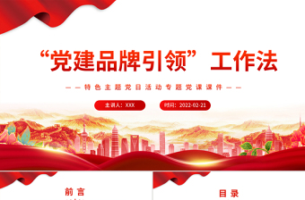 “党建品牌引领”工作法 PPT 党政风 党政风特色主题 党日活动专题党课PPT模板 ppt党政风 党政风