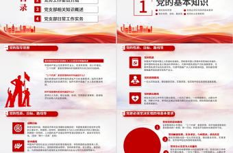 党务知识培训PPT党政风简约风党的基本知识基层党支部党务工作流程培训课件模板