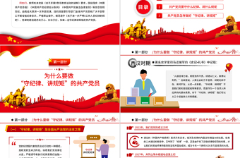 守纪律讲规矩PPT党政风精美党政风争做一名守纪律讲规矩的共产党员专题课件模板