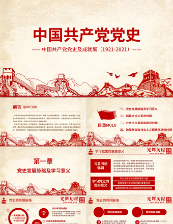 光辉的历程中国共产党党史党课学习ppt模板