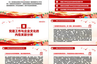 2025党建与企业文化融合双向促进高质量发展PPT党政风简约企业党课PPT