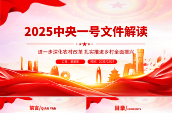 简洁风2025中央一号文件解读PPT深化农村改革扎实推进乡村全面振兴课件