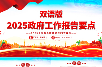 2025政府工作报告要点双语版PPT两会精神宣传课件下载