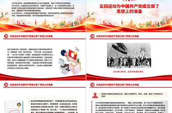 红色简洁五四运动与中国共产党的诞生PPT五四运动106周年党课