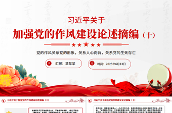 大气简洁习近平关于加强党的作风建设论述摘编（十）PPT系列党课