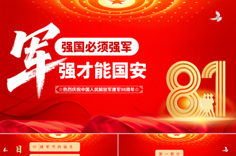 2025强国必须强军军强才能国安PPT八一建军节热烈庆祝建军98周年专题课件