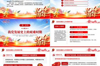 2025党的光辉历程PPT红色大气建党104周年党史学习教育党课课件
