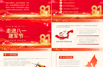 2025致敬最可爱的人PPT红色大气八一建军节庆祝建军98周年课件