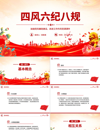 2025四风六纪八规PPT加强党风廉政建设改进工作作风党课下载