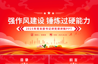 创意精美强作风建设锤炼过硬能力党支部书记讲党课PPT课件