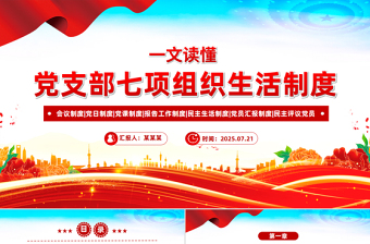 党支部七项组织生活制度详解PPT课件下载