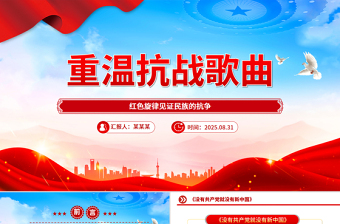 2025重温抗战歌曲PPT红色旋律见证民族的抗争课件