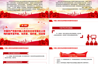 红色大气中国人民抗日战争胜利关键的历史启示PPT微党课