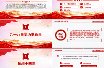 红色精美中小学纪念918爱国主义教育班会PPT九一八勿忘国耻主题班会