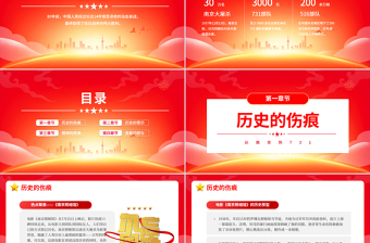 红色精美山河己无恙吾辈当自强PPTPPT电影《南京照相馆》和《731》思政课课件