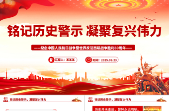 党政风铭记历史警示凝聚复兴伟力PPT纪念抗战胜利80周年主题课件