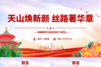 精美大气新疆维吾尔自治区成立70周年PPT课件下载