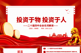 红色简洁二十届四中全会名词解读PPT投资于物投资于人课件